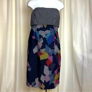 Trina Turk Geometric Grid Strapless Mini Dress